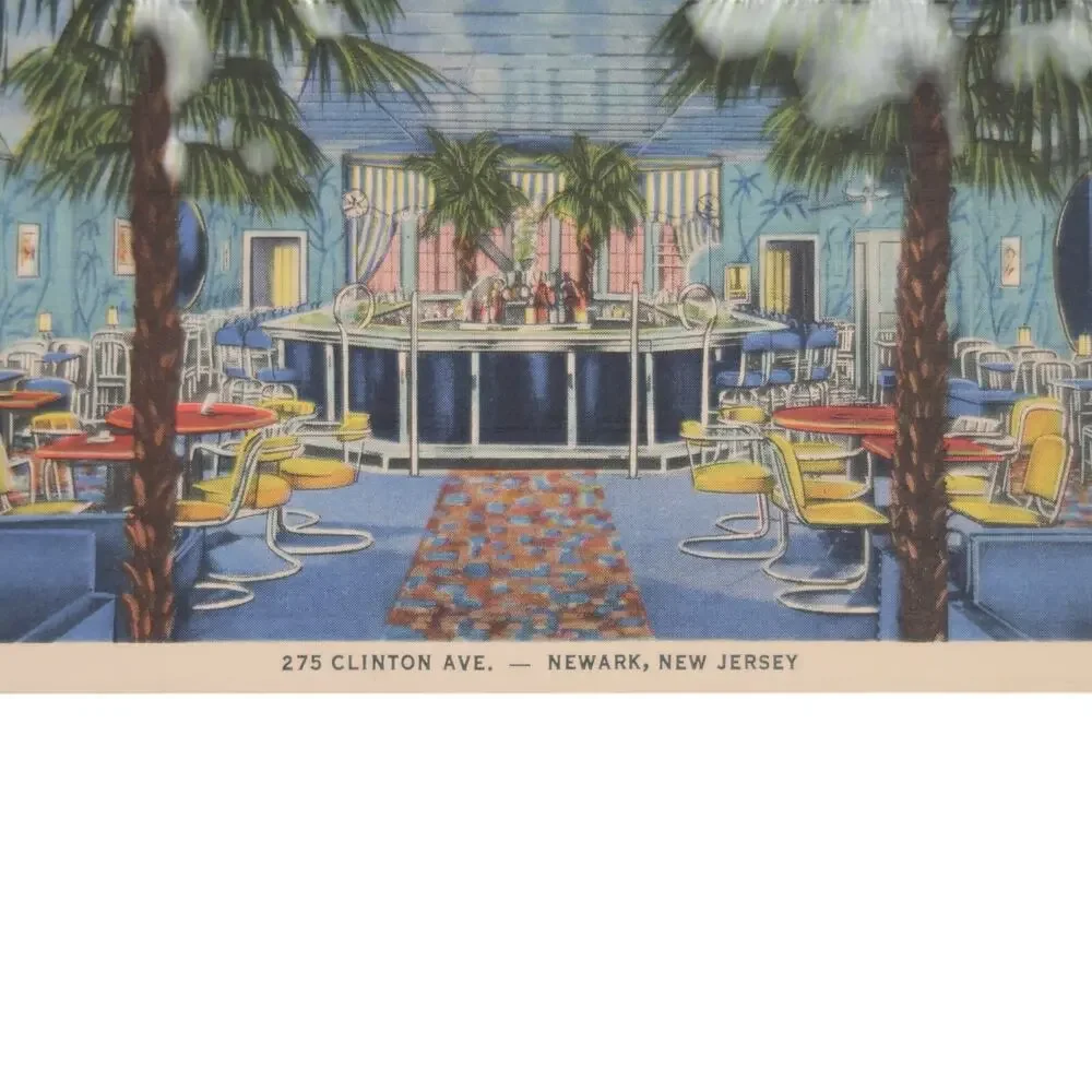 Blue Mirror Restaurant Post Card Newark New Jersey 1930s Curt Teich 5.5 x 3.5 in